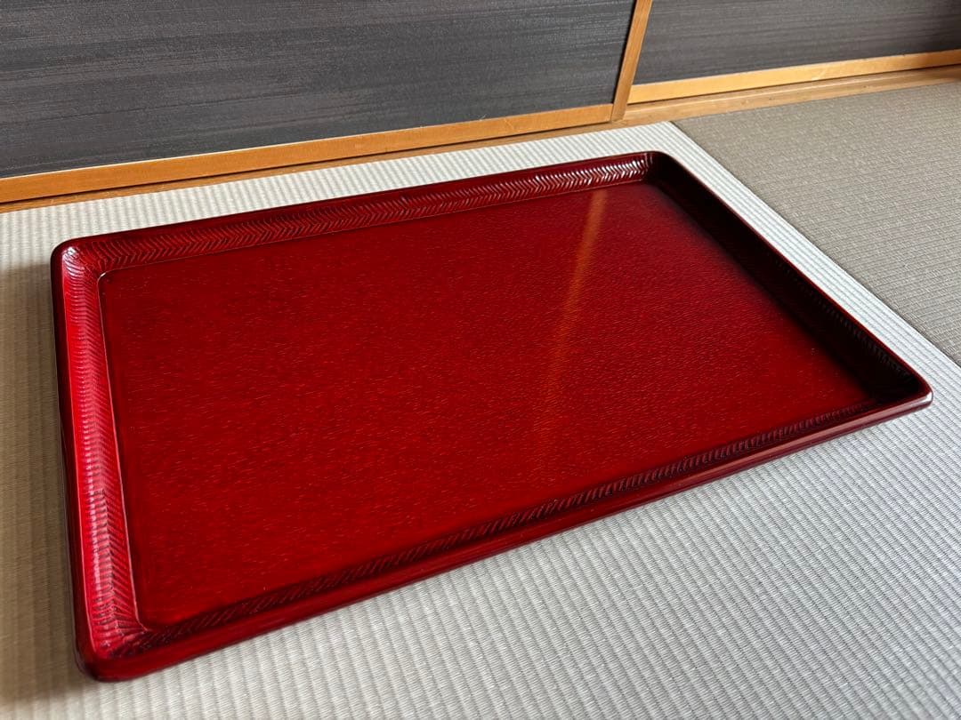 【未使用】後藤塗 長盆 35×54cm 讃岐漆器 朱塗
