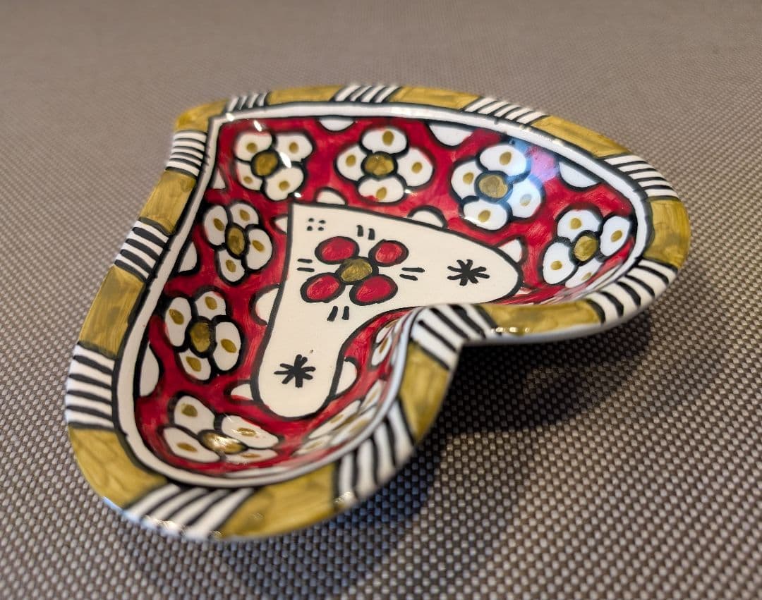 モロッコ　フェズ陶器　お皿　2枚セット　ハート型