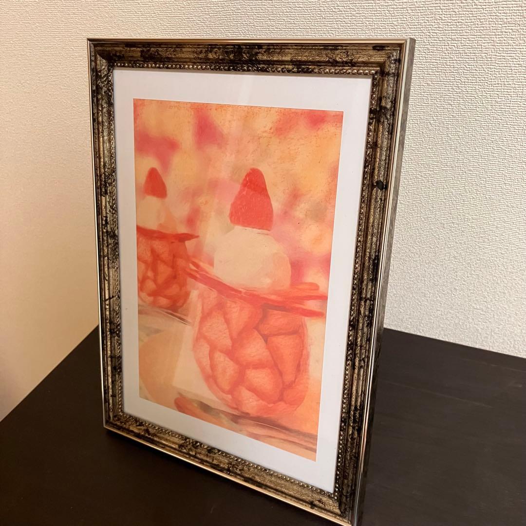 スイーツアート2 パステル画　額縁寸法32.7㎝×24.0㎝×1.5㎝