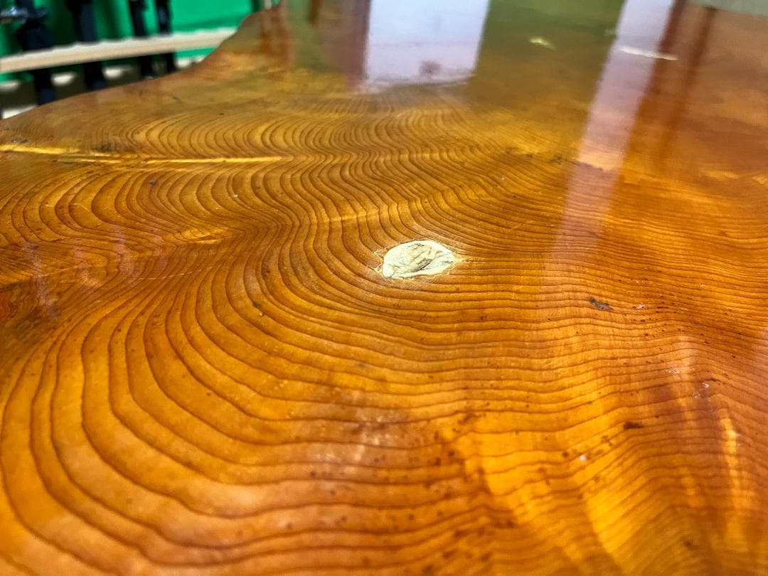 【天然木 一枚板】欅 ケヤキ テーブル 光沢仕上げ 140×70cm 60kg