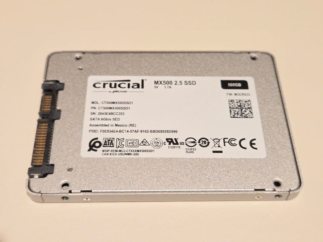 Crucial MX500 500GB◆使用40時間◆健康状態99%