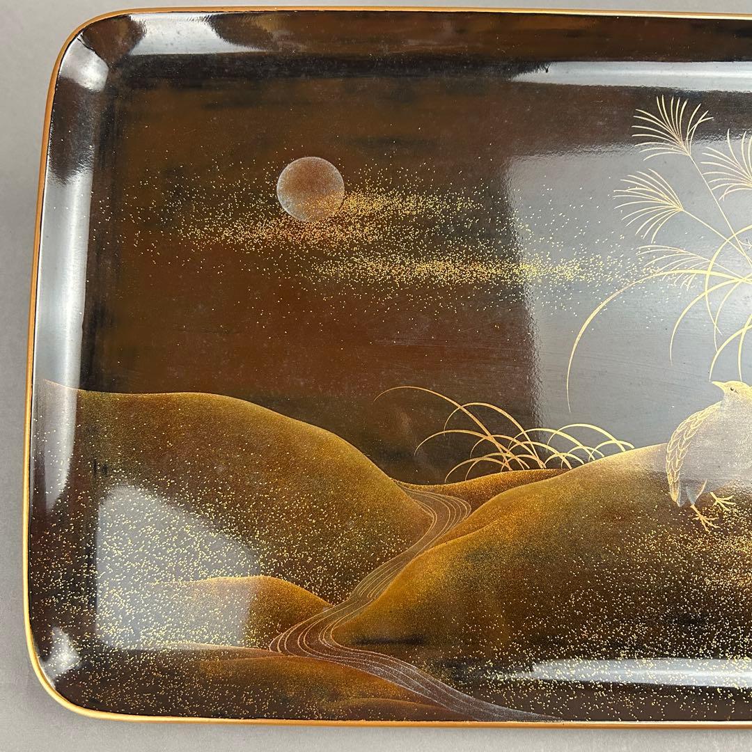 金蒔絵盆 金箔装飾　日本工藝　茶道具，古美術　骨董　漆器　蒔絵　文房具　工芸品