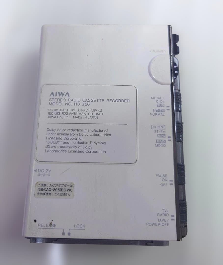 AIWA HS-J20 カセットプレーヤー 通電確認 専用袋付