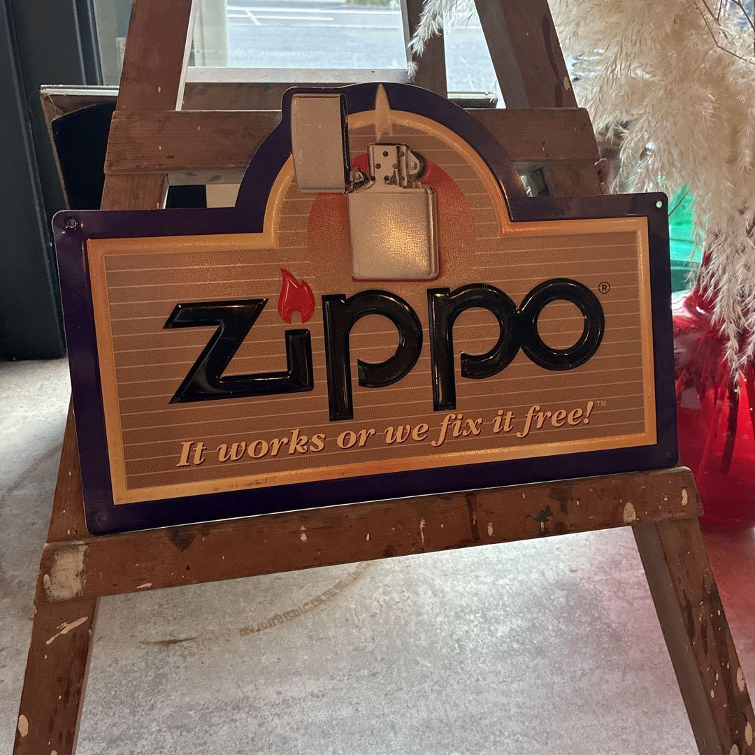 廃盤 ブリキ看板 ZIPPO 正規品 エンボスメタルサイン