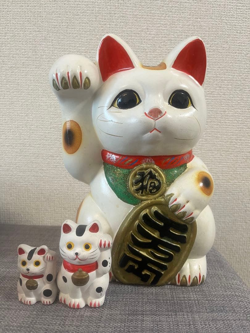 【値下げ中！】招き猫 昭和レトロ　骨董品　貯金箱　アンティーク　約23cm