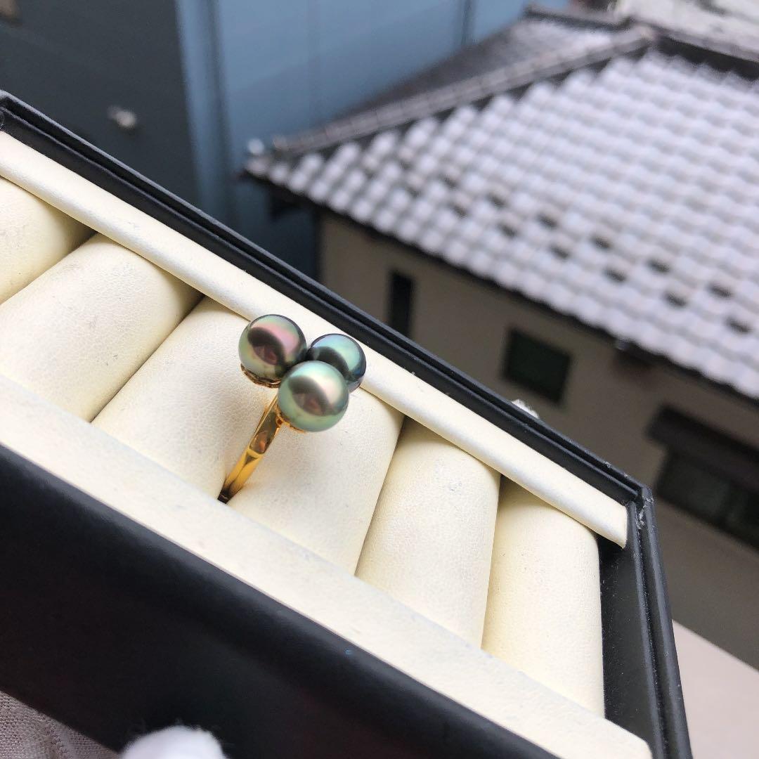 南洋黒真珠　黒蝶　タヒチパール　タヒチ真珠　リングB