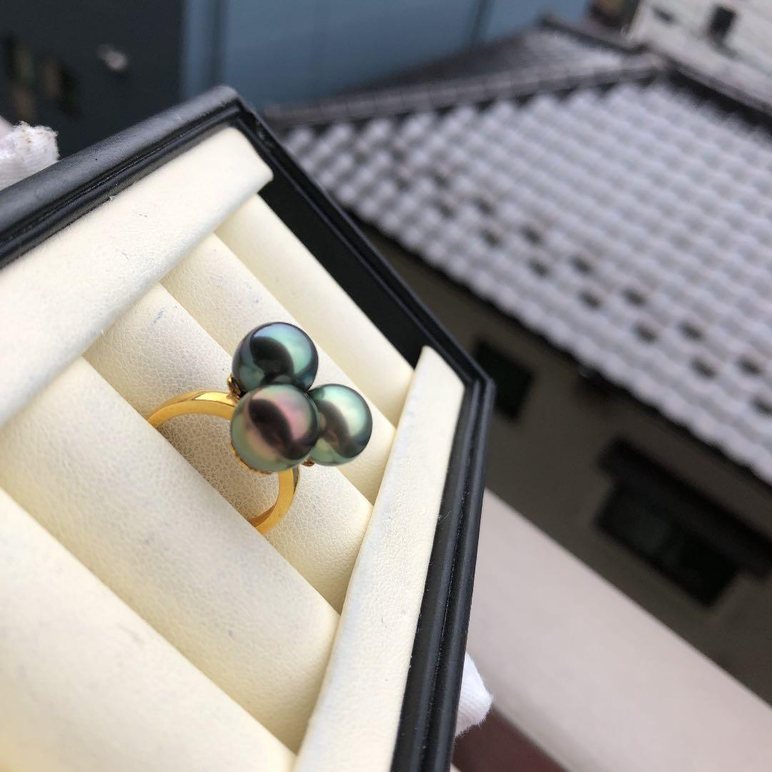 南洋黒真珠　黒蝶　タヒチパール　タヒチ真珠　リングB